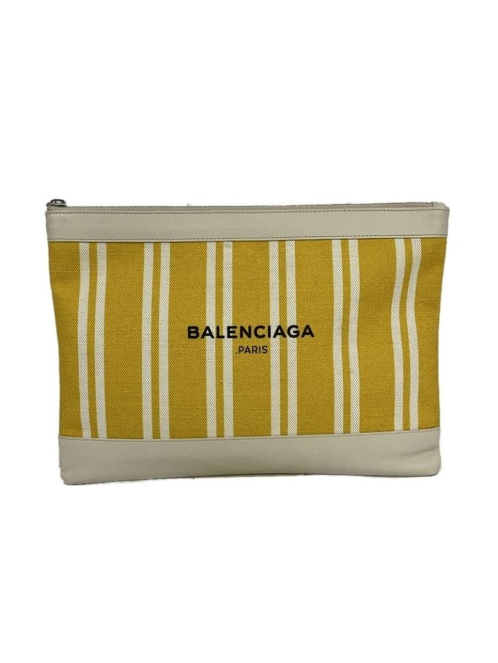 Balenciaga Clutch Navy Clip M Yellow White Leather - Picture 1 of 15